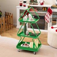 Costway Christmas Tree Storage Cart 3-Tier Rolling Xmas Cart w/Topper Star in Green