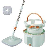 Costway Spin Mop & Bucket w/ Wringer Set 2 Microfiber Pads & Rotating Mop Head in Green