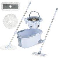 Costway Spin Mop & Buckets Set w/ Wringer System Dual Tank 360 Rotation in Blue