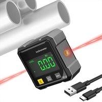 VOGREX 360 Magnetic Digital Angle Gauge with Laser Level in Black