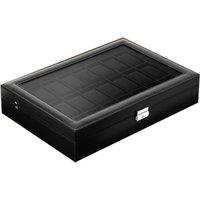 VOGREX 24-Grid Watch Display & Storage Box - Jewelry Holde in Black