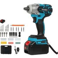 Traderight 21V Brushless Impact Wrench Drill 1/2 Inch Rattle Gun 4Ah Battery Kit in Black