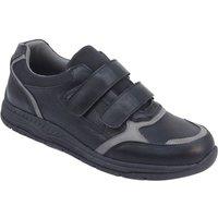 Truflex Men's Wide Fit Touch Fasten Trainers For Comfortable Walking with Cushioned in Black | Size: 7