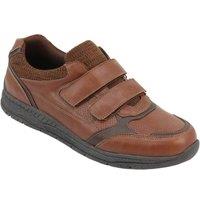 Truflex Men's Wide Fit Touch Fasten Trainers For Comfortable Walking with Cushioned in Brown | Size: 7