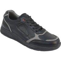 Chums Men's Wide Fit Lace Up Slip Resistant Trainers Comfortable G Fit with in Black | Size: 10