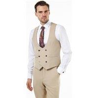 XPOSED Men's ZAK Double Breasted Waistcoat Stylish Occasions in Beige | Size: 44R