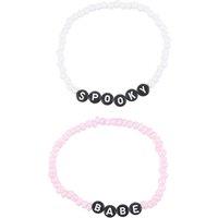 Something Different Men's Spooky Babe Beaded Bracelet Pack of 2 in Pink