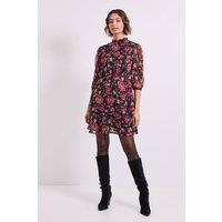 Dorothy Perkins Women's Floral Frill Neck Tiered Skirt Printed Mini Dress | Size: 16