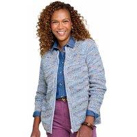Amber Women's Zip Front Textured Fleck Cardigan Long Sleeve Knit Top in Blue | Size: 20-22