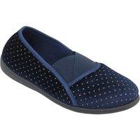 Chums Women's Glitter Dot Velour E Fit Slippers with Elastic Gusset, Cosy Fit & in Navy | Size: 6