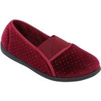 Chums Women's Glitter Dot Velour E Fit Slippers with Elastic Gusset, Cosy Fit & in Dark Red | Size: 6