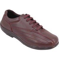 Amber Women's Extra Wide EEE Fit Leather Lace Up Shoes, Comfortable Supportive in Burgundy | Size: 5