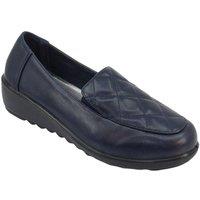Chums Women's Dr. Lightfoot Slip On Quilted Top EE Fit Shoes with Wedge Heel and in Navy | Size: 8