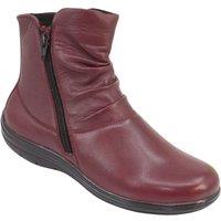 Amber Women's EE Fit Twin Zip Slouch Leather Boot with Thermal Fleece Lining, Easy in Dark Red | Size: 7