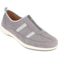Chums Women's Lightweight Zip Front Wide E Fit Trainers with Cushioned Comfort Sole in Grey | Size: 5