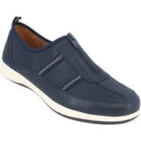 Chums Women's Lightweight Zip Front Wide E Fit Trainers with Cushioned Comfort Sole in Navy | Size: 4