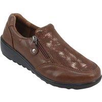 Chums Women's Dr. Lightfoot Twin Zip EE Fit Shoes with Snake Embossed Faux Suede in Brown | Size: 8