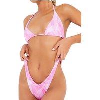 Smart Living Women's Premium Love Island Palm Print Triangle Bikini in Pink | Size: 16