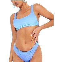 Smart Living Women's Blue Ombre Ribbed Bikini Top - Scoop Neck, Stylish & Flattering Fit | Size: 10