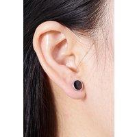 Outrage London Women's Black Studs Earrings Onyx Stone Studs in Silver