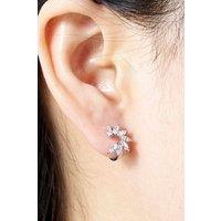 Outrage London Women's Silver half flower hoop earring | Size: Small
