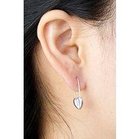 Outrage London Women's Silver heart locket hoop earring | Size: Small
