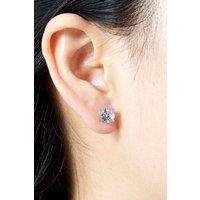 Outrage London Women's 8mm Silver diamond stud earring | Size: Small