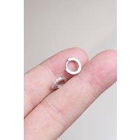 Outrage London Women's 10mm Silver diamond hoop earring | Size: Small