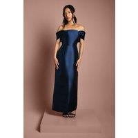 Coast Women's Honoured Twill Bardot Column Midi Bridesmaid Dress in Navy | Size: 14