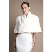 Coast Women's Ivory Faux Fur Short Cape | Size: 12