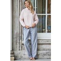 British Boxers Women's 'Ash Grey' Herringbone Brushed Cotton Pyjama Trousers in Light Grey | Size: XL