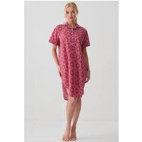 British Boxers Women's "Byzantine Paisley" Crisp Cotton Short Sleeve Nightshirt in Dark Pink | Size: Small