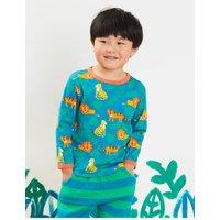 Toby Tiger Wild Cats Print Long-Sleeved T-Shirt in Blue | Size: 3-6 m