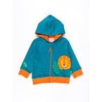 Toby Tiger Lion Applique Hoodie in Teal | Size: 5-6 Years