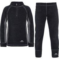 Trespass Bubbles Fleece Top & Bottom Base Layers in Black | Size: 5-6 Years