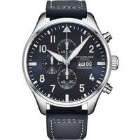STHRLING Original Men's Navigator Chrono 4075 Quartz 43mm Watch - Sunray Dial, Leather Strap in Blue
