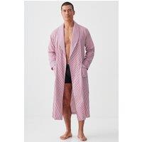 British Boxers Men's "St James Red Pinstripe" Crisp Cotton Dressing Gown in Dark Red | Size: Large