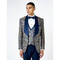 XPOSED Men's Louis Jacquard Print Tuxedo Jacket in Navy | Size: 38