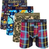 OddBalls Men's 'Summit' Patterned Bamboo Boxer Shorts - 4 Pack | Size: XL