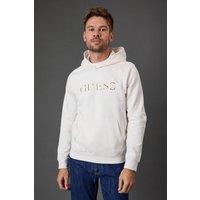 Guess Men's Logo Hood Salt White in Cream | Size: Small