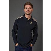 Aquascutum Men's Stripes Piquet Polo L/S Black | Size: XL