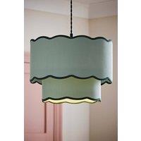 ValueLights Sloane 35cm Two-Tier Scallop Edge Colour Clash Easy Fit Lamp Shade in Green