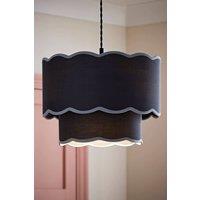 ValueLights Sloane 35cm Two-Tier Scallop Edge Colour Clash Easy Fit Lamp Shade in Dark Blue