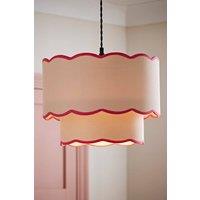 ValueLights Sloane 35cm Two-Tier Scallop Edge Colour Clash Easy Fit Lamp Shade in Pale Pink
