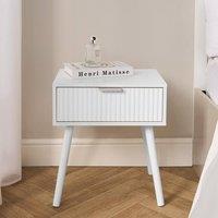 OHS Venice Bedside Table 1 Drawer Cabinet Nightstand Storage Unit in White