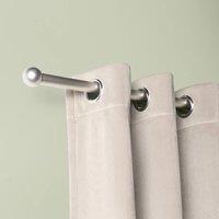 OHS Curtain Pole Extendable 28mm Metal Finnials Ball End Rod Fittings in Silver | Size: 220 cm