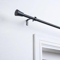 OHS Curtain Pole Extendable 16mm Metal Finnials Trumpet End Rod 70-120cm in Black | Size: 120 cm