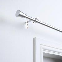 OHS Curtain Pole Extendable 16mm Metal Finnials Trumpet End Rod 70-120cm in Silver | Size: 120 cm