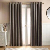 OHS Woven Texture Pair Of Eyelet Curtains in Taupe | Size: 168 cm width x 229 cm drop