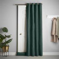 Luxury Living Velvet Chenille Thermal Fleece Lined Single Eyelet Door Curtain in Green | Size: 137 cm width x 213 cm drop